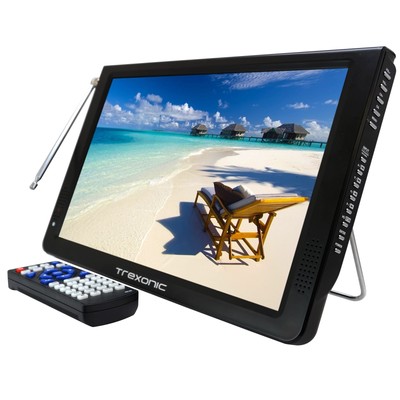 Trexonic Ultra Lightweight Rechargeable Widescreen 12'' LED Portable TV with HDMI