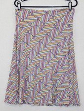 LuLaRoe Sz L Azure Colorful Pastel Geometric Print Slinky A Line Skirt USA Made