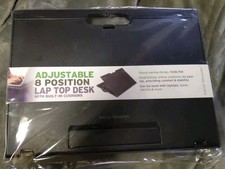 Mind Reader Lap Desk Laptop Stand, Portable Tray with Cushion, Black 8 Position