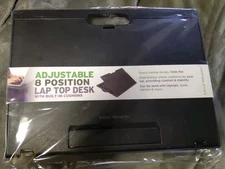 Mind Reader Lap Desk Laptop Stand, Portable Tray with Cushion, Black 8 Position