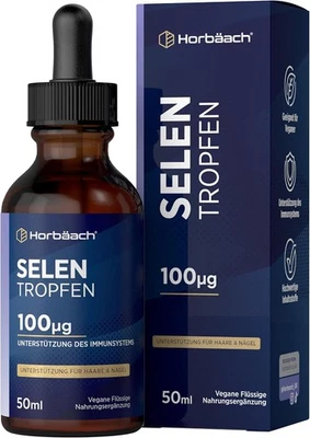 HORBÄACH Selen Tropfen 100µg | 50ml | Hochdosiertes Natriumselenit | Vegan & Flüssig