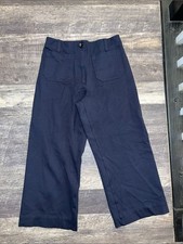 Quince Ultra Stretch Ponte Cropped Wide Leg Pants Navy Size 8 Workwear