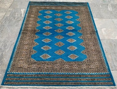 Vintage Afghan Rug, Jaldar Bokhara Rug, Traditional Area Carpet (5x7 ft.)