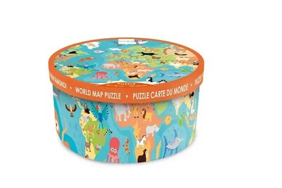Weltkarte mit Tieren (Kinderpuzzle) | Spiel | In Spielebox | 276181117 | 2019