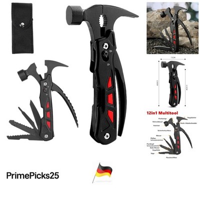 Multitool 12in1 Edelstahl Schwarz Camping Wander Zuhause Helfer