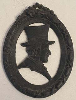Antique Cast iron Victorian gentleman silhouette wilton wall hanging