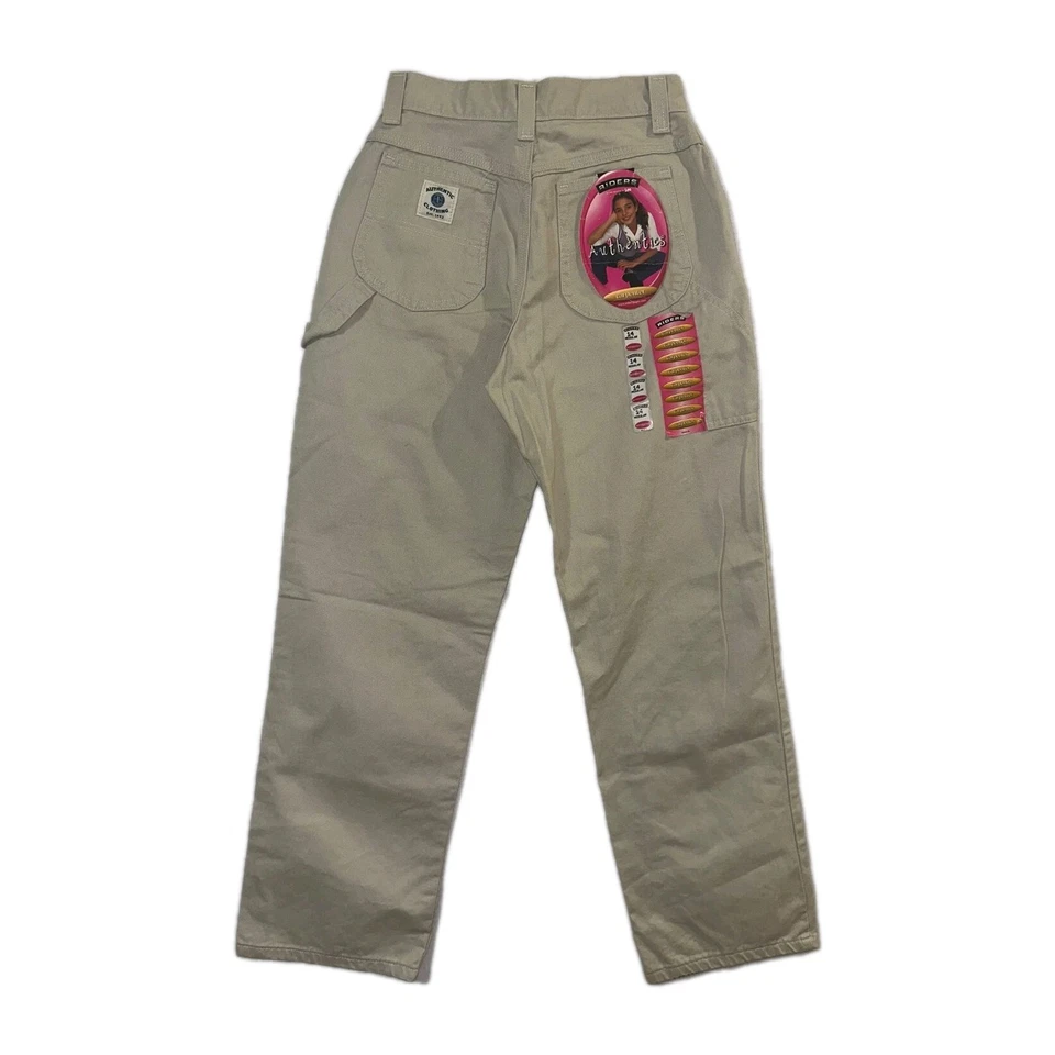 Pantalones De Colección Lee Denim Rider Niñas Talla 14 Carpintero Caqui Sueltos Y2k Pierna Ancha  Foto 3 de 4