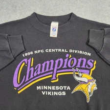Vintage Minnesota Vikings Sweatshirt Large Black Champions Logo 7 NFL 1998