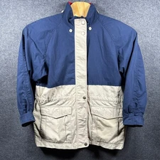 Towne by London Fog Jacket Mens M Blue Tan Barn Chore Outdoor Coat