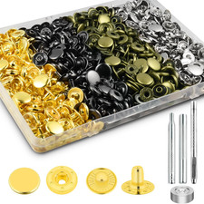 100Sets Snaps Button Kit, 12Mm Leather Snaps Fasteners, Metal Button Press Studs