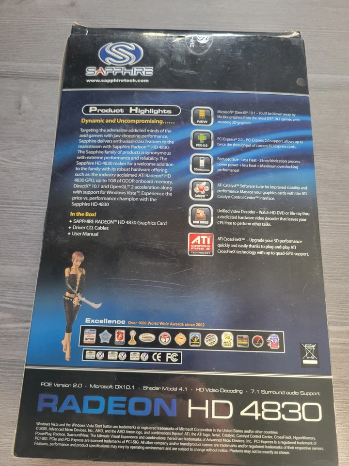 Brand New Graphics CardSapphire Radeon HD 4830 512M GDDR3 PCI-E HDMI/DVI-I/VGA - Image 3 of 4