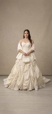 Ball Gown Elegant Golden Champagne - Corset Back Dress UK 14-16