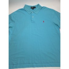 Polo Ralph Lauren Mens 2XB Big Turquoise Blue Pink Pony Pique Polo Shirt