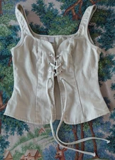 Musera Front Lace Up Corset Tank Top Tan Beige Size XS Cosplay Costume Festival
