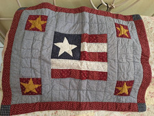 Pillow Sham Standard Size PEM America Quilted Red White Blue Stars Patriotic