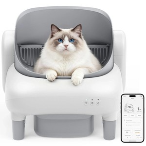 Used Automatic Self-Cleaning Cat Litter Box, APP Control, Open Top, Odor Lock