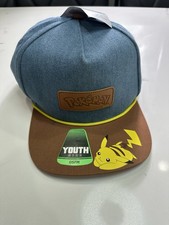 Pokemon Pikachu Boys Denim Snapback Hat Youth Size Nintendo Brand New