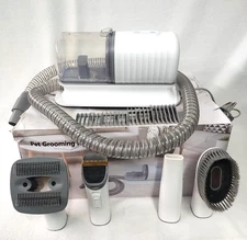 Dog Grooming Vacuum PV01 - 1.5L Dust Bin - Pet Hair Clipper Kit - White & Gray