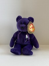 Ty Beanie Babies Rare Princess Dianna Purple Bear With Original Tag And Box