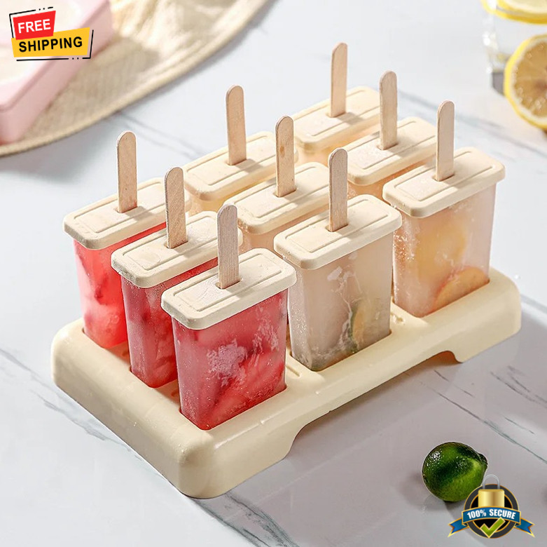 Diy Ice Cream Popsicle Mold Tray With Sticks Homemade Frozen Ice Lolly
