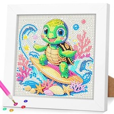 Sea Turtle Diamond Art Kits with Wooden Frame,DIY 5D Diamond A003-Turtle