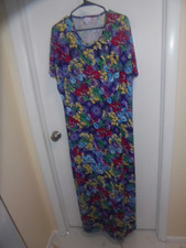 LuLaRoe Womens Multi Color Patterns Short Sleeves Crew Neck Long Dress Size 3XL