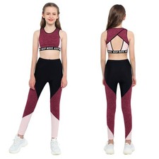 Kids Girls Suit Tracksuit Set Dancewear Outfit Gymnastics Activewear Exercise