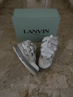 LANVIN Paris Herren Sneaker grau/weiß Zick Zack Schnürer