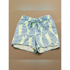 Vineyard Vines Mint Green Tropical Blue Leaf Drawstring Women's Shorts