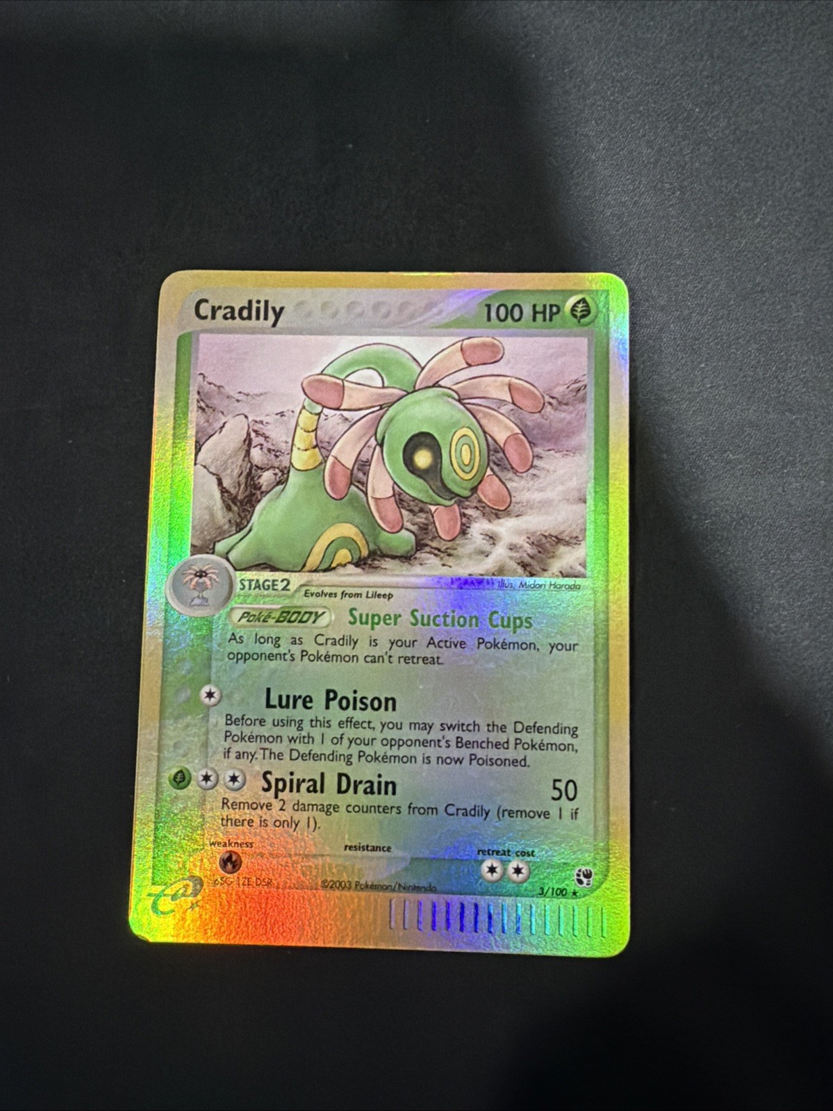Cradily - 3/100 EX Sandstorm 2003 - E Reader - Pokémon TCG - NM Reverse Holo