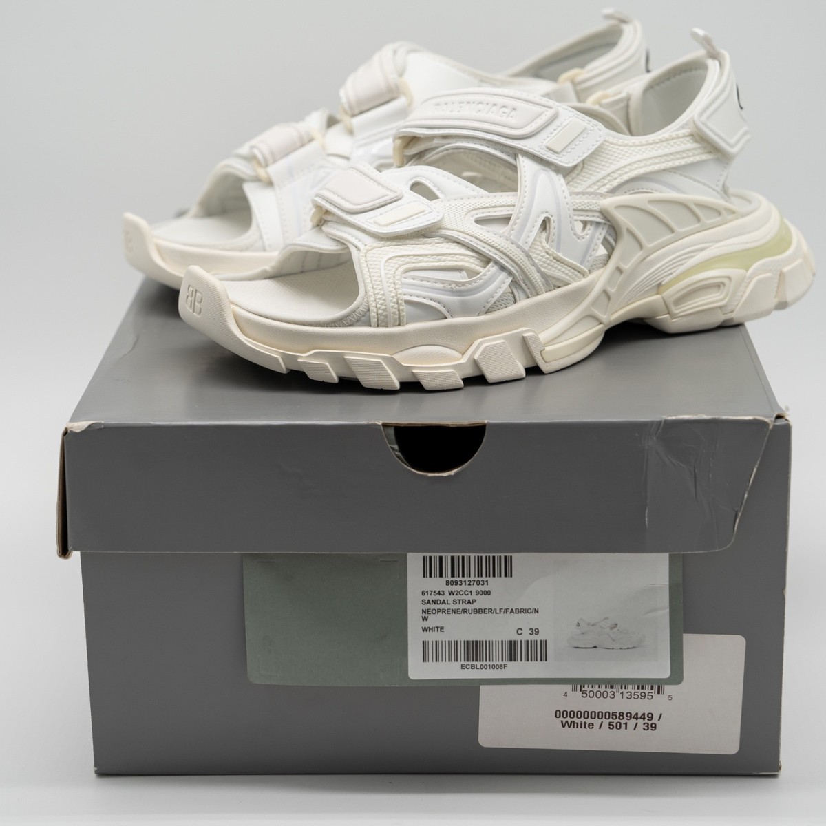 size 39 - Balenciaga Track Sandals Triple White Straps | eBay