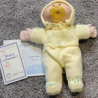 Vintage 80s Cabbage Patch Kids Preemie Baby Doll with Pacifier & Yellow Outfit