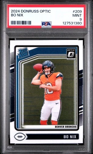 Bo Nix 2024 Panini Donruss Optic #209 PSA 9 Rated Rookie RC Denver Broncos