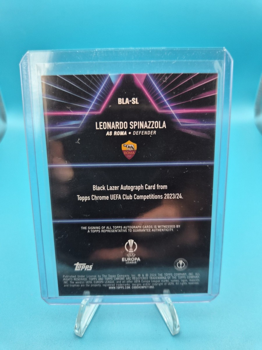 Carte Topps Chrome UEFA 2023-24 Black Lazer Auto Magenta Leonardo Spinazzola /199