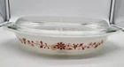 Pyrex Floral Promotional Casserole Oval Divided Dish w/ 945C Glass Lid 60's VTG