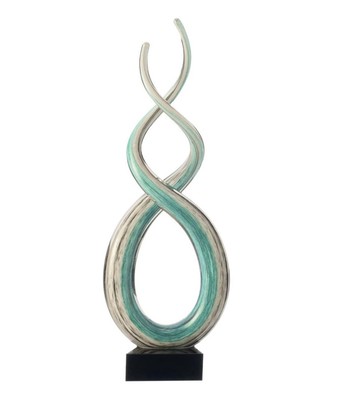 Leonardo Rotate Skulptur H 38,5 x B 13 x T 8cm weiß türkis Figur auf Sockel