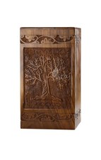 INTAJ Handcarved Wooden Cremation Urn for Human Ashes - Tree of Life Design, 115