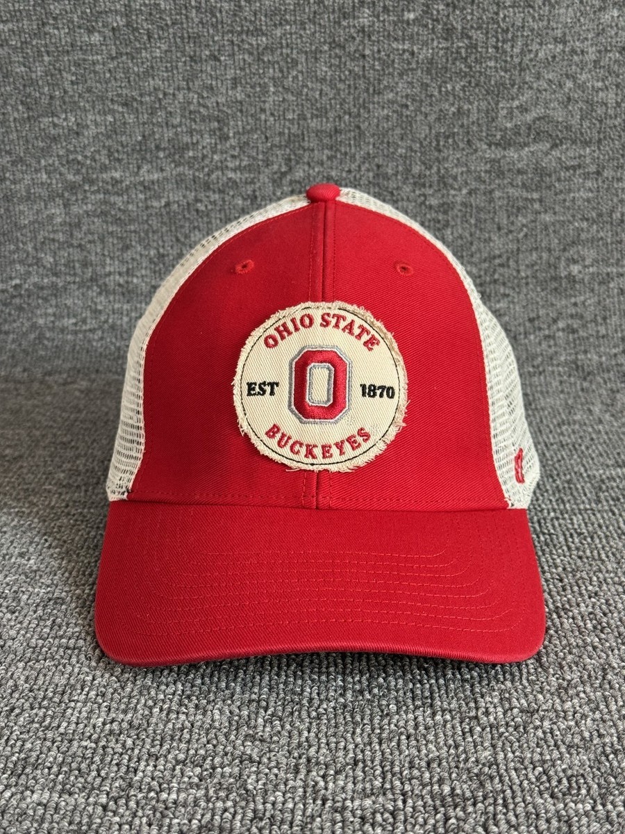 '47 Brand Ohio State Buckeyes Trucker Snapback Red White Curved Brim Hat