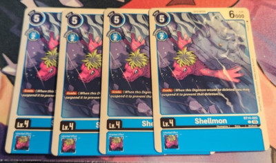 x4 Playset Digimon SHELLMON BT14-025 Blue Common TCG | eBay