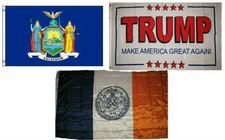 3x5 Trump White #2 & State New York & City New York Wholesale Set Flag 3'x5'