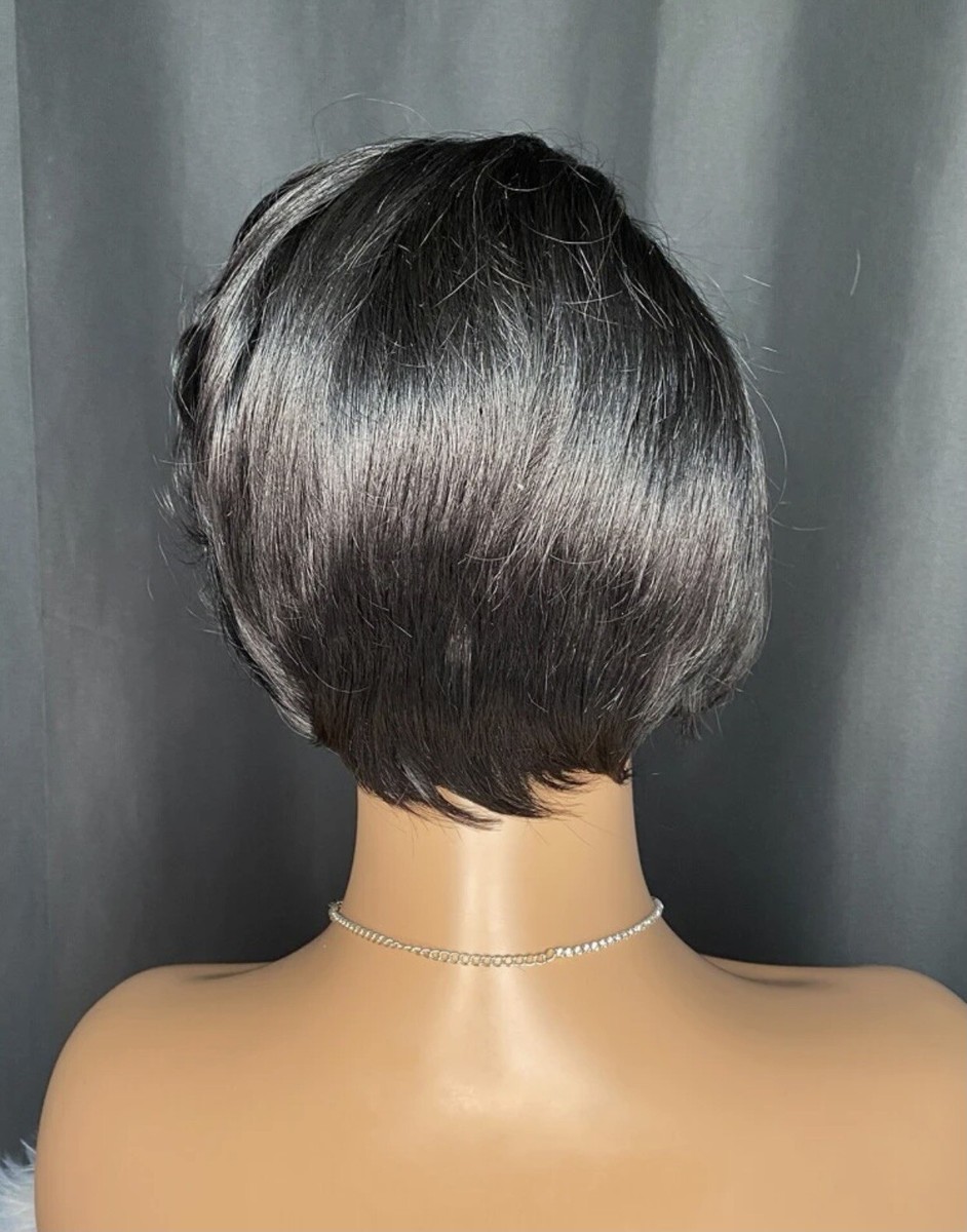 Perruque Cheveux Humains Noir 6 Pouces - Dentelle Frontale 13x4, Brésilienne, Résistante à La Chaleur