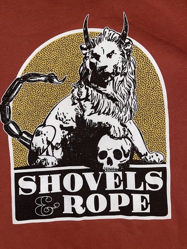 Mens Shovels & Rope Alt Country Band Burnt Orange Lion Skull Sweatshirt XL - Picture 3 of 6