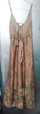 Women's Gorgeous Pink Paisley Satin Bohemian Long Summer Dress SIze Medium