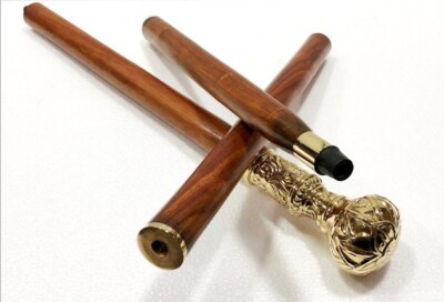 New Antique Design Flower Handle Solid Brass Stylish Hard Wood Polished Cane
