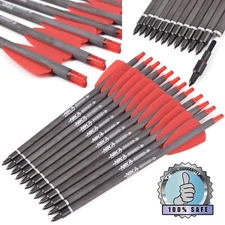 12X 7.5" Crossbow Bolts 6.2mm Carbon Shaft Arrows 2" Vanes Crossbow Hunting