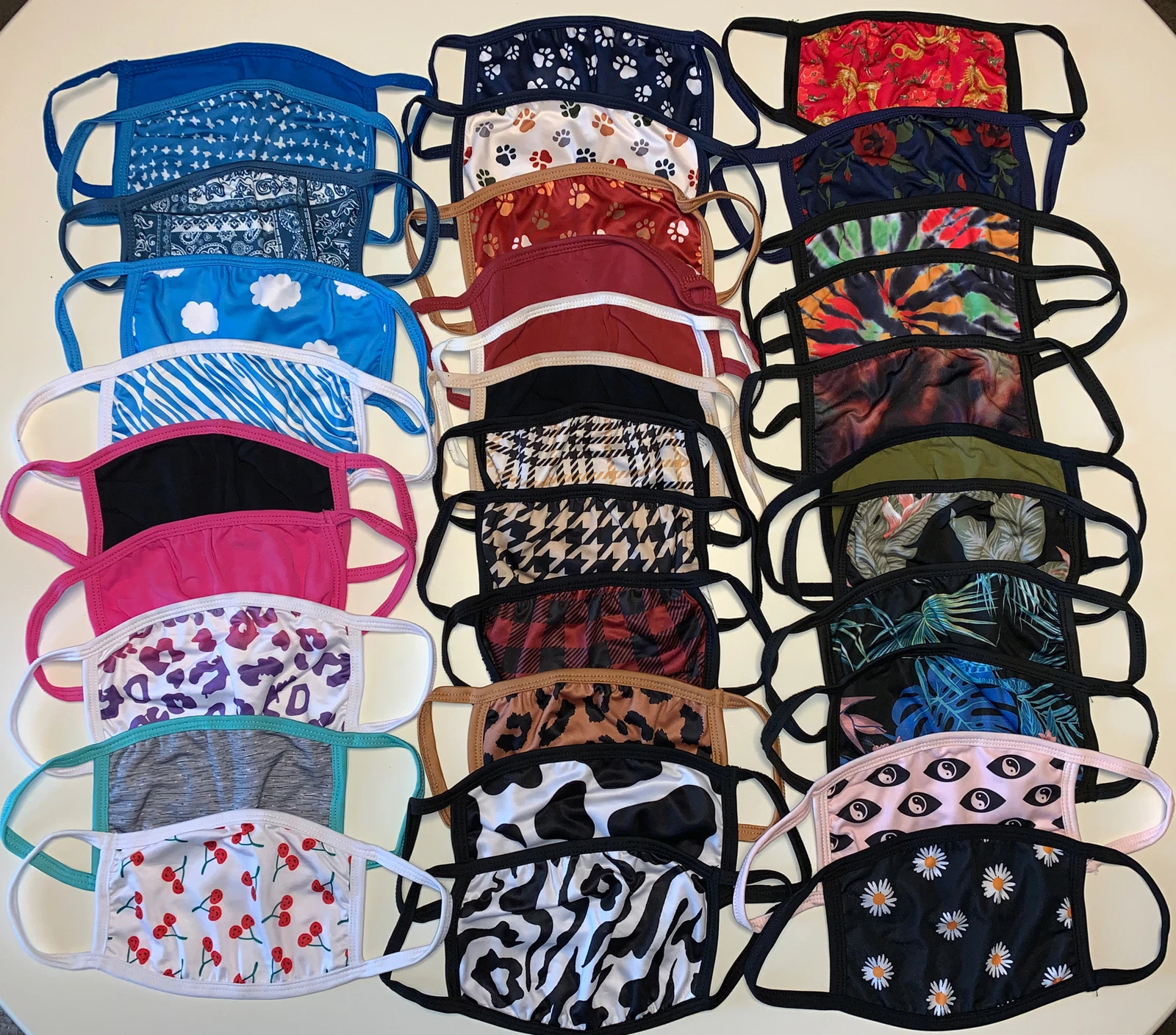 33 pc. MAD Engine Adult Washable Fabric Face Masks Unisex Mixed Multi Print Lot