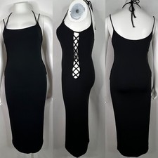Vtg Dolce & Gabbana D&G Black Lace Up Dress 46 L