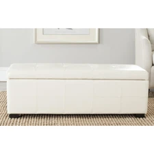SAFAVIEH Maiden Tufted Storage Bench Large | Flat Cream |