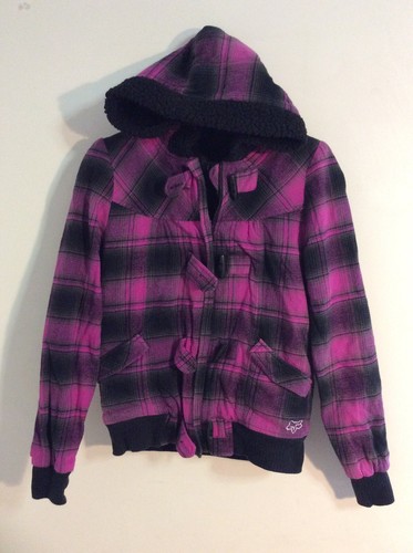 Fox Girls Plaid Jacket Medium Purple 