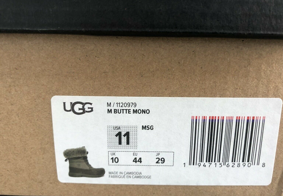 UGG BUTTE MONO WATERPROOF LEATHER WINTER SNOW BOOTS, MEN US 11